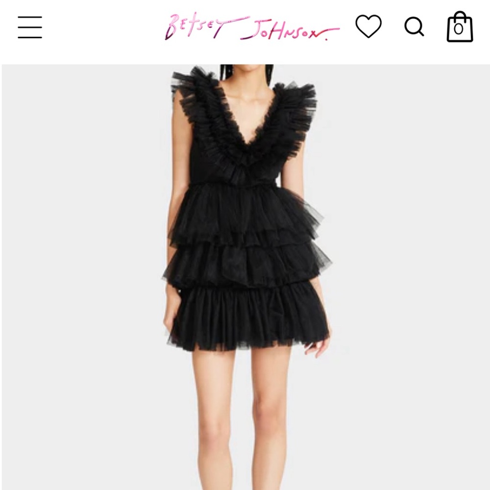 BETSEYS TIERED TULLE DRESS BLACK